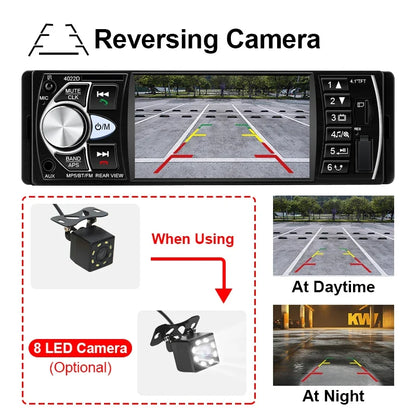 HIPPCRON 1DIN Car Stereo Radio 4.1 Inch MP5 Player - Bluetooth 5.0 FM USB Multimedia Player with Rear View & Steering Wheel Control