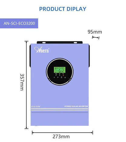 Solar Off-Grid Hybrid Inverter 3600W/4200W/6200W - MPPT Controller 24V/48V/220V, 120A, for Hybrid Solar Systems
