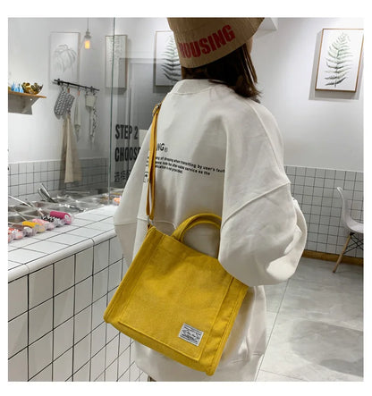 Rilibegan Shoulder Bag for Women - New Style Simple Corduroy, Large Capacity, Small Square Handbag, Trendy and Portable