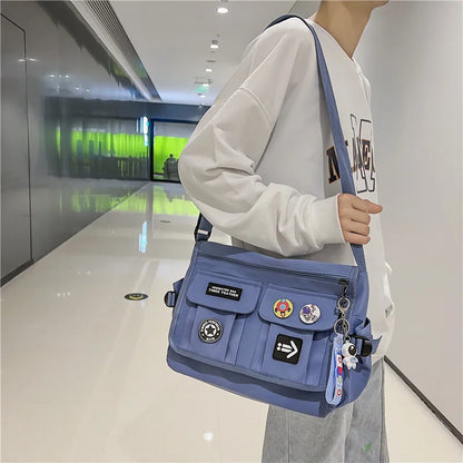 Harajuku Nylon Crossbody Messenger Bag – Unisex School Shoulder Bag for Students & Everyday Use