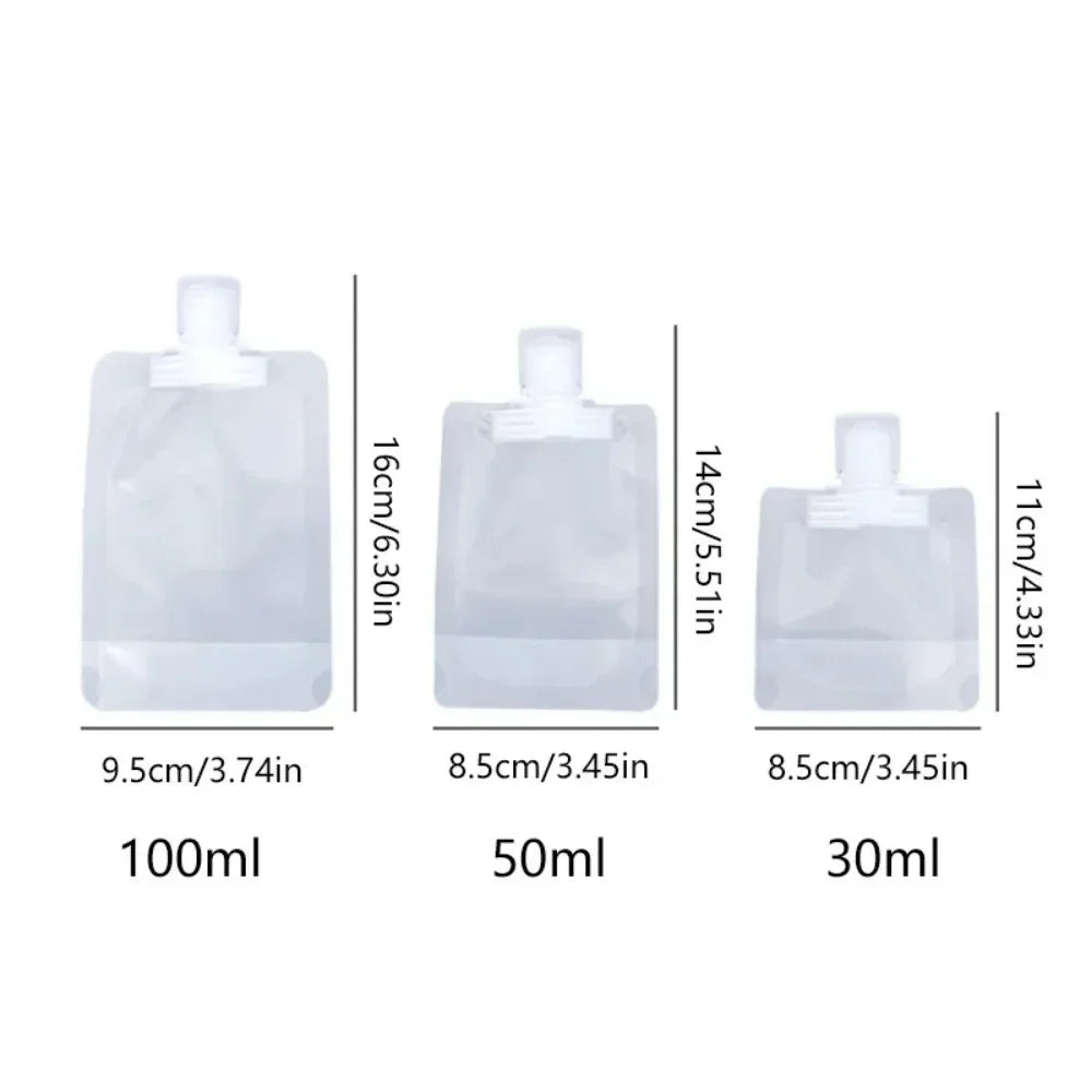 5pcs Travel Refillable Squeeze Bags — Empty Lotion, Shampoo, Conditioner & Cosmetic Storage Pouches for Toiletries