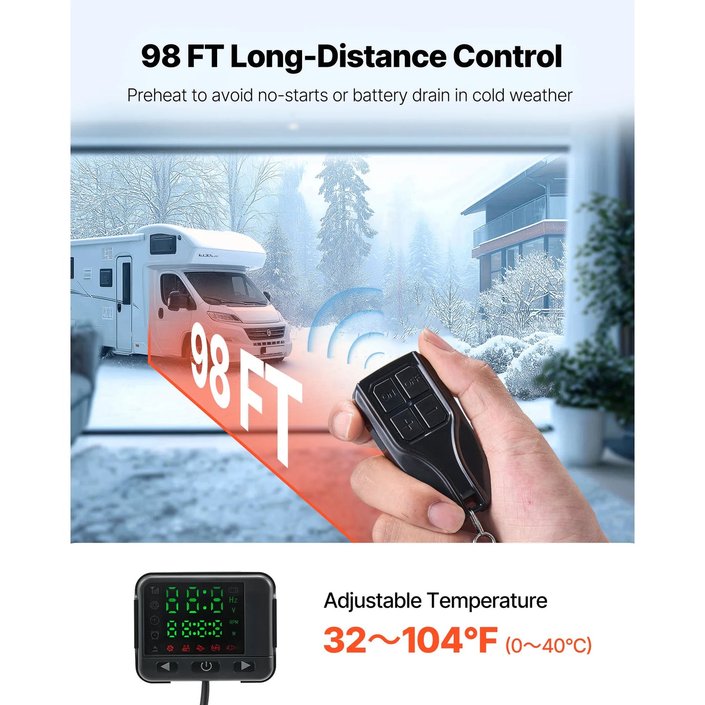 SucceBuy 8KW Diesel Air Heater — DC12-24V Parking Heater with Remote, Digital Display & Low-Noise Voice Alert for RV