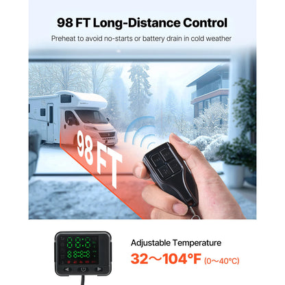 SucceBuy 8KW Diesel Air Heater — DC12-24V Parking Heater with Remote, Digital Display & Low-Noise Voice Alert for RV