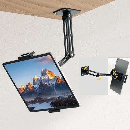 Adjustable Tablet Wall Mount Stand – 360° Rotating Long Arm Holder for 4.7–12.9" iPad, Phone & Tablet Desk Bed Cantilever Support Bracket