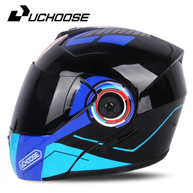 2024 Unisex Modular Motorcycle Helmet – Full Face Flip-Up Dual Lens Racing Helmet for Men & Women
