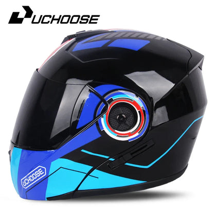 2024 Unisex Modular Motorcycle Helmet – Full Face Flip-Up Dual Lens Racing Helmet for Men & Women