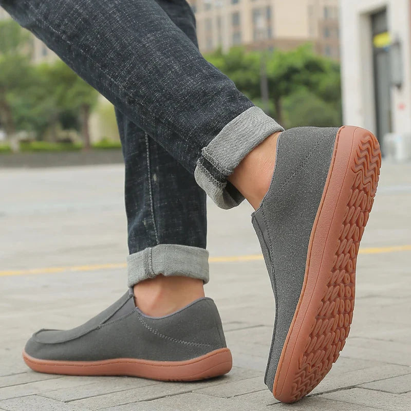 Fujeak Men’s Casual Loafers — Plus Size Non-Slip Wide Sneakers, 2024 Vulcanized Barefoot Shoes