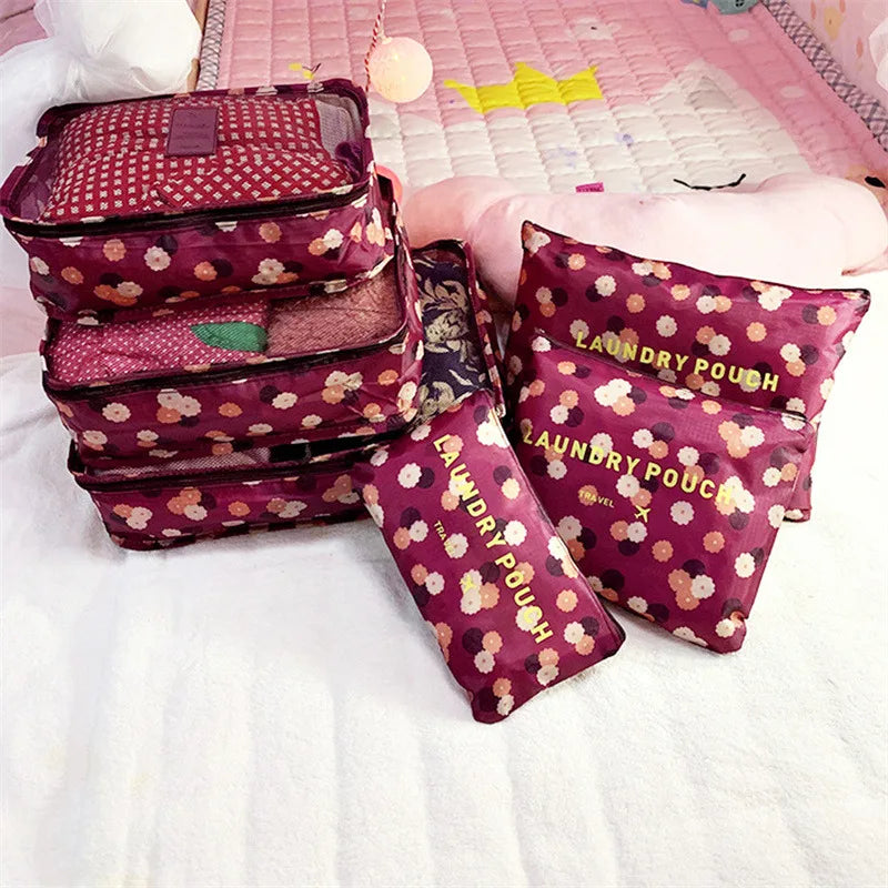 6PCS Travel Storage Bag Set – Clothes Organizer, Wardrobe Pouches & Packing Cubes for Suitcases