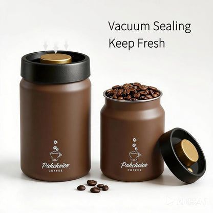 Vacuum Coffee Bean Storage Container - Stainless Steel Airtight Canister for Coffee, Spices & Food