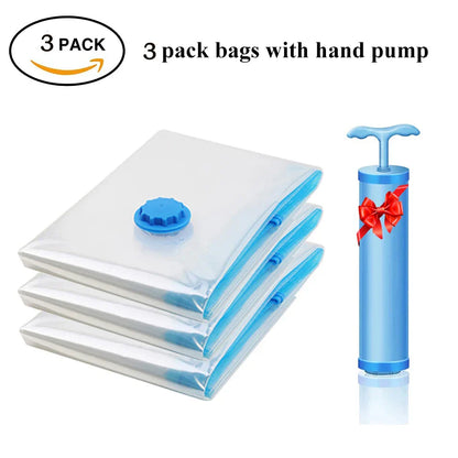 Vacuum Storage Bags for Clothes — Wardrobe Organizer Space-Saving Seal Bags for Pillows, Bedding & Blankets
