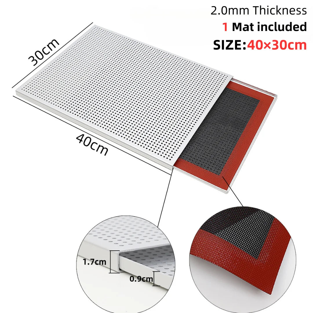 Puff Pastry Baking Tray – Rectangular Perforated Mille Feuille Pan for Oven & Bread