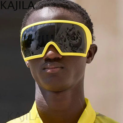 2025 Oversized Punk Shield Sunglasses – Luxury Steampunk Big Frame UV400 Sport Goggles for Women & Men
