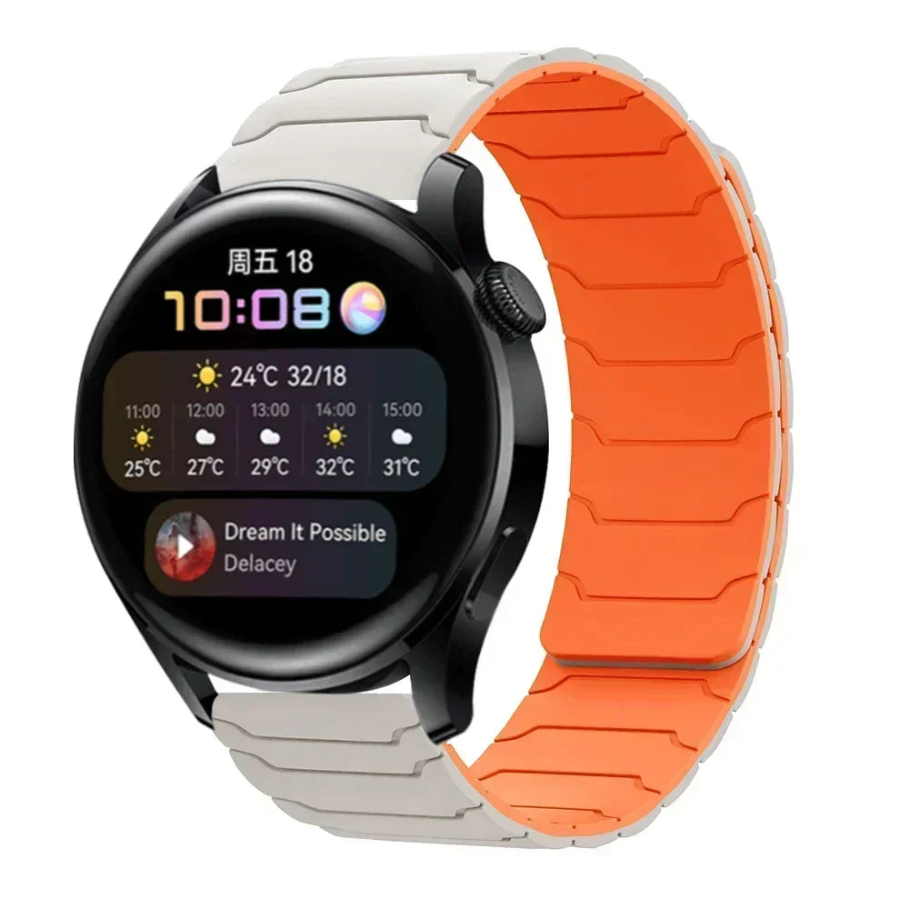 22mm Magnetic Silicone Watch Strap – Replacement Sport Wristband for OnePlus Watch 3/2R/2 & OPPO Watch X/X2/4 Pro 46mm Band