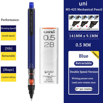 UNI KURU TOGA M5-452 Mechanical Pencil 0.5mm – Rotating Lead Automatic Pencil for Continuous Writing & Sketching