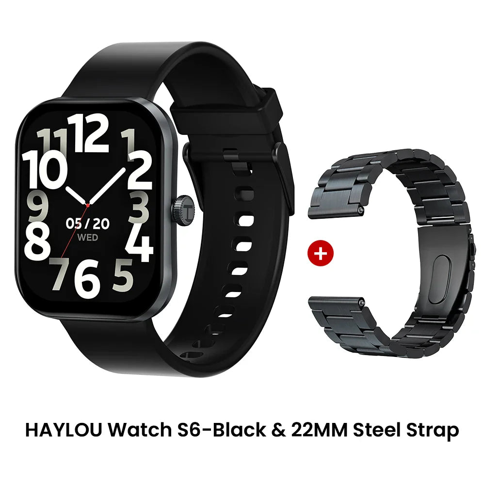 HAYLOU Watch S6 Smartwatch — 2.01" HD Display, Bluetooth Voice Calls, IP68 Waterproof Fitness Tracker