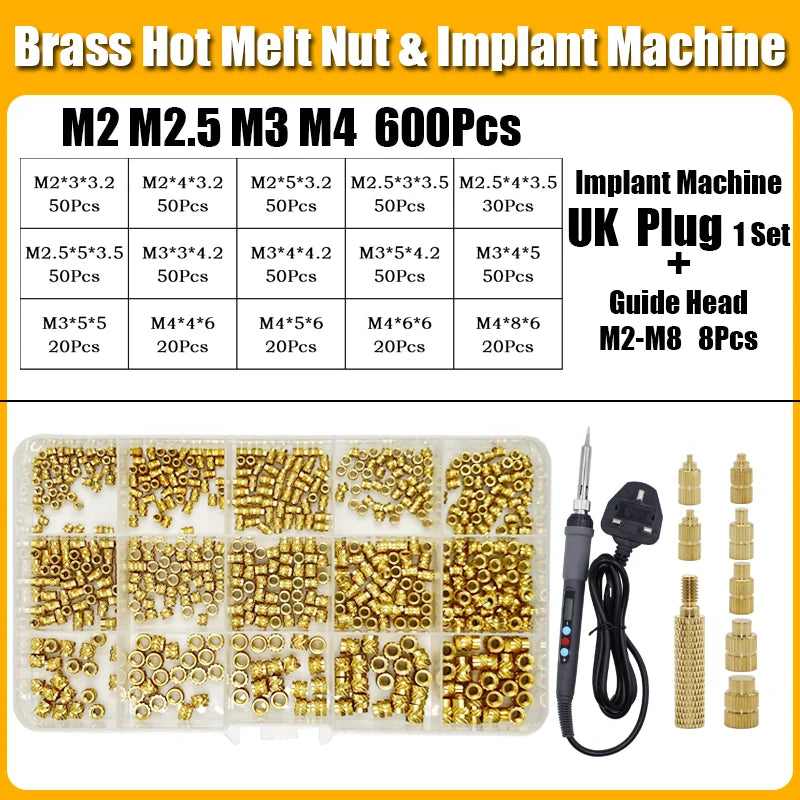 Brass Hot Melt Insert Knurled Nut – Copper Thermal Conduction Nut for 3D Printer Plastic Heat Insertion Tool