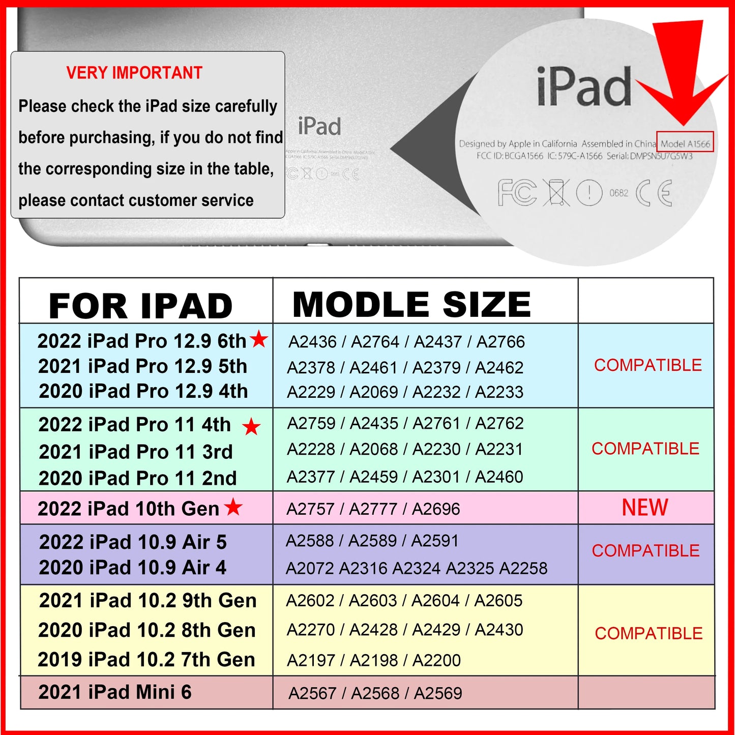 iPad Case: Compatible with iPad 7th Generation, iPad Pro 11 2021, iPad 9th/8th/7th, iPad Air 5/4, iPad Pro 12.9 6th/5th/4th, iPad Mini 6 - Cover with Pencil Case