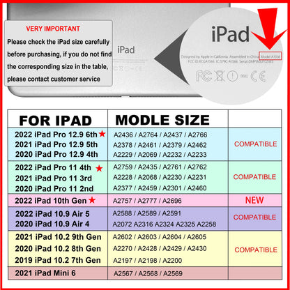 iPad Case: Compatible with iPad 7th Generation, iPad Pro 11 2021, iPad 9th/8th/7th, iPad Air 5/4, iPad Pro 12.9 6th/5th/4th, iPad Mini 6 - Cover with Pencil Case