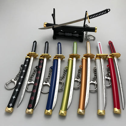 8 Styles Roronoa Zoro Samurai Sword Keychain – Katana Scabbard Keyring for Men & Women, Cosplay Toy Jewelry Gift