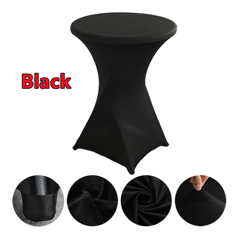 Spandex Round Tablecloth - Stretch Elastic Cocktail Table Cover for Wedding, Party, Hotel & Event Decor