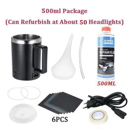 Car Headlight Restoration & Polishing Kit – Liquid Polymer Scratch Remover Repair Fluid for Clear Lens Restoration Tool