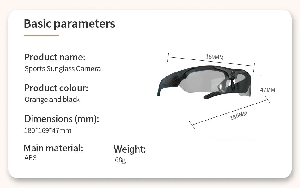 HD 1080P Mini Glasses Camera – Outdoor Bicycle, Motorcycle Security, Polarized Lens Sunglasses with Video Camera Sports Cam