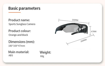 HD 1080P Mini Glasses Camera – Outdoor Bicycle, Motorcycle Security, Polarized Lens Sunglasses with Video Camera Sports Cam