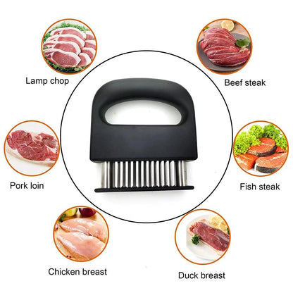 Retractable Stainless Steel Meat Tenderizer - 48 Blades for Softening, Pounder & Cooking Steak - Kitchen Meat Beater Tool