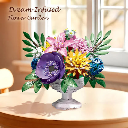 1081PCS Dream Flower Bouquet Building Blocks – Model Room & Garden Ornaments Toy for Kids, Girls, Adults, Christmas Gifts