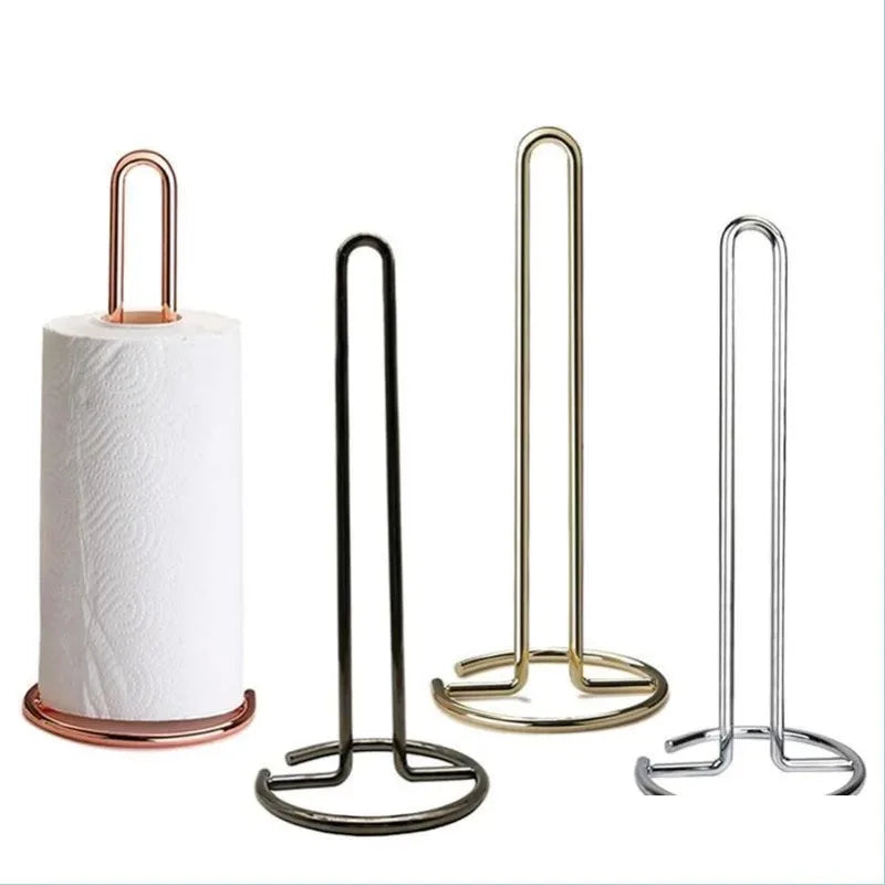 Metal Paper Towel Holder Stand – Modern Minimalist Countertop Dispenser, Elegant Gold & Rose Gold Finish for Kitchen & Dining Table