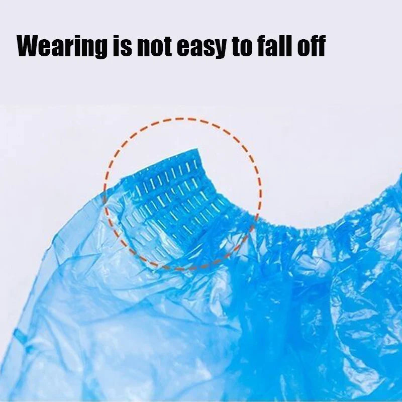100PCS Disposable Waterproof Boot Covers – Non-Slip Plastic Overshoes for Rain & Mud Protection