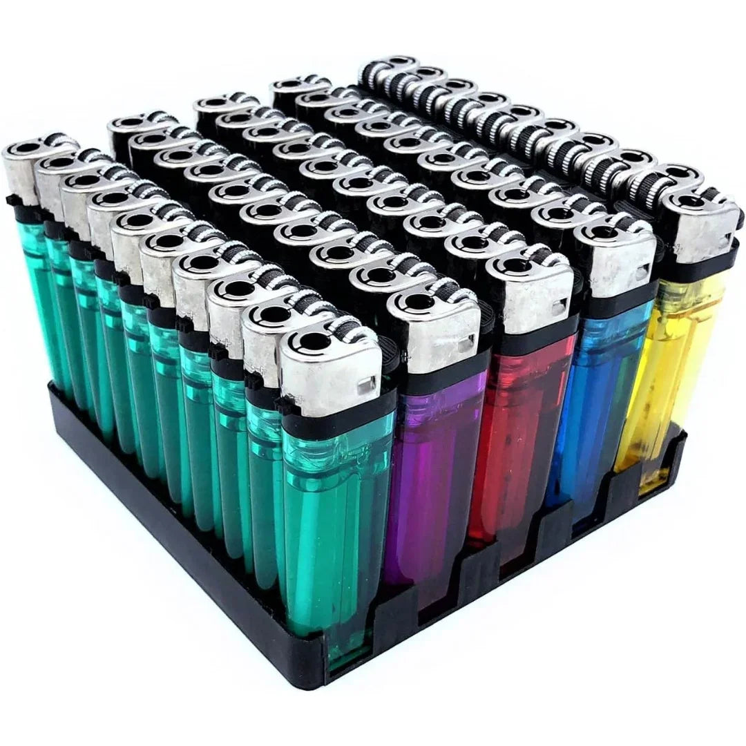 50-Pack Transparent Torch Lighters with Grinding Wheel – Disposable Flame Lighters for Everyday Use