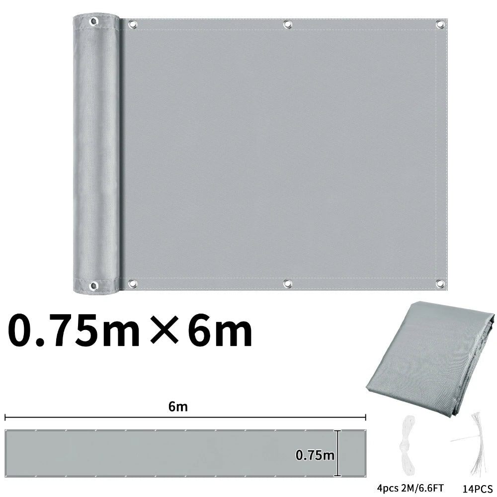 Balcony Privacy Screen Fence Cover with Grommets – Waterproof UV Protection Sunshade Cloth for Patio, Garden & Outdoor Shelter