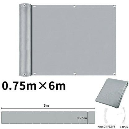 Balcony Privacy Screen Fence Cover with Grommets – Waterproof UV Protection Sunshade Cloth for Patio, Garden & Outdoor Shelter