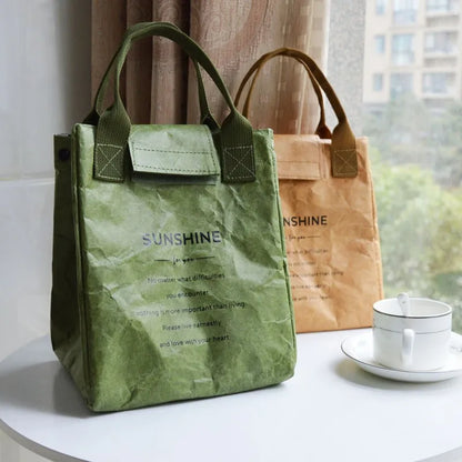 Waterproof Insulated Paper Lunch Bag - Thickened Aluminum Foil Handbag for Office Workers and  Students