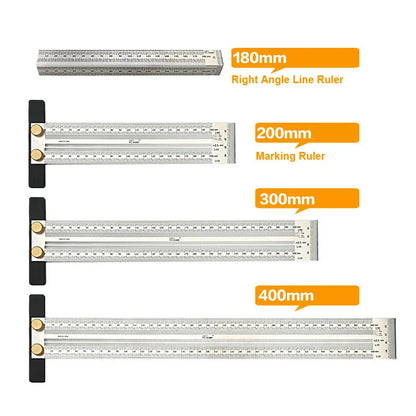 High Precision T-Type Scale Ruler — Stainless Steel Woodworking Scribing & Marking Gauge