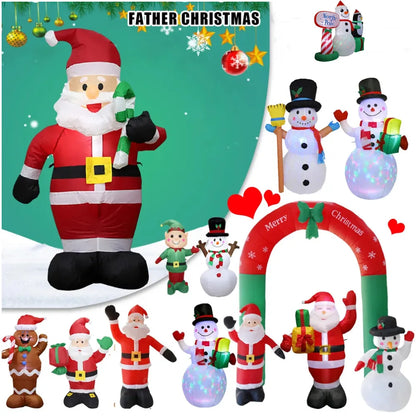 Christmas Inflatable Decoration – Glowing Snowman, Penguins & Santa Claus with Built-in LED for Indoor and Outdoor Xmas Party Yard