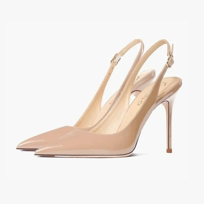 Women’s Sexy High-Heel Sandals 2025 – Pointed Toe Patent Leather Strappy Summer Party Shoes