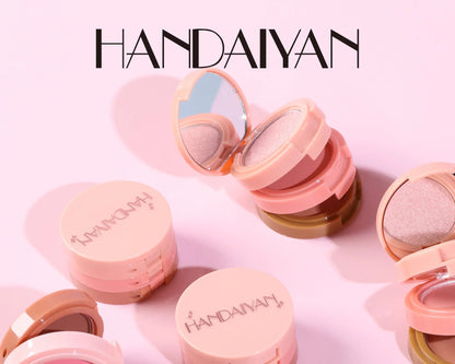 Handaiyan 3-in-1 Eyeshadow, Highlighter & Blusher Palette – Moonlight Stone Glitter Powder for Face & Nose