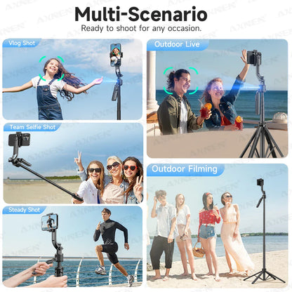 C17 AI Smart Gimbal Tripod – Foldable 360° Selfie Stick with Auto Face Tracking Quadruped Mobile Phone Holder