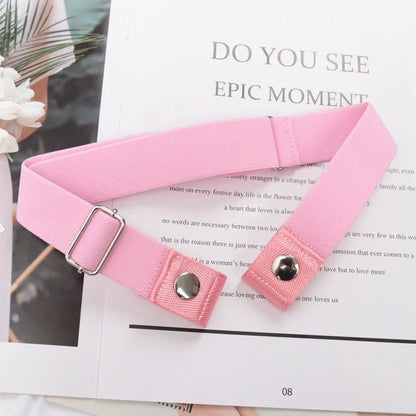 Elastic Buckle-Free Canvas Belt for Women – Stretch Waist Belt for Jeans & Pants, Invisible Lazy Belt