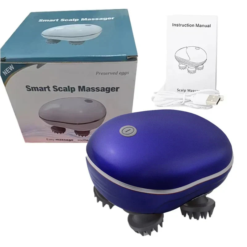 Electric Scalp Massager with Red Light Therapy – Antistress Body Massage Tool for Muscle Tension & Tiredness Relief