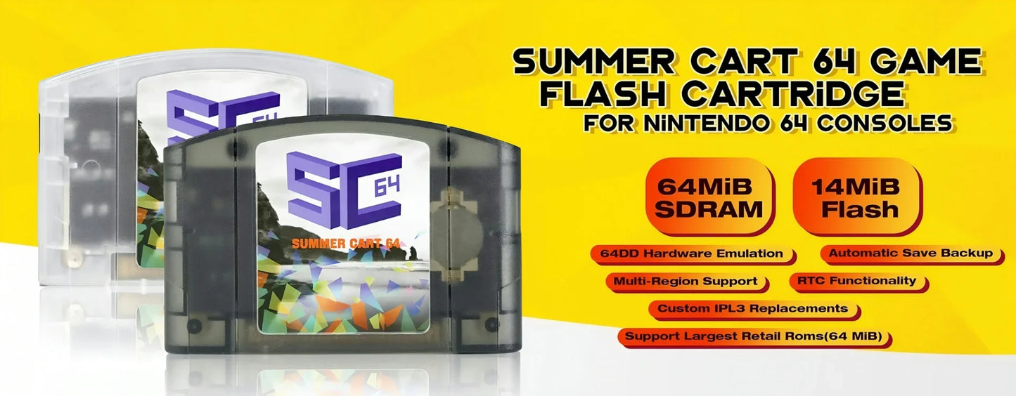 EPICJO SummerCart 64 Open Source N64 Game Card – 700+ Games & 64DD Compatibility, Includes Free 16GB SD Card for Nintendo 64