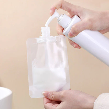 3PCS Travel-Sized Refillable Squeeze Pouches - 30/50/100ml Cosmetic Dispenser Bags for Lotion, Shower Gel, Shampoo, Leakproof