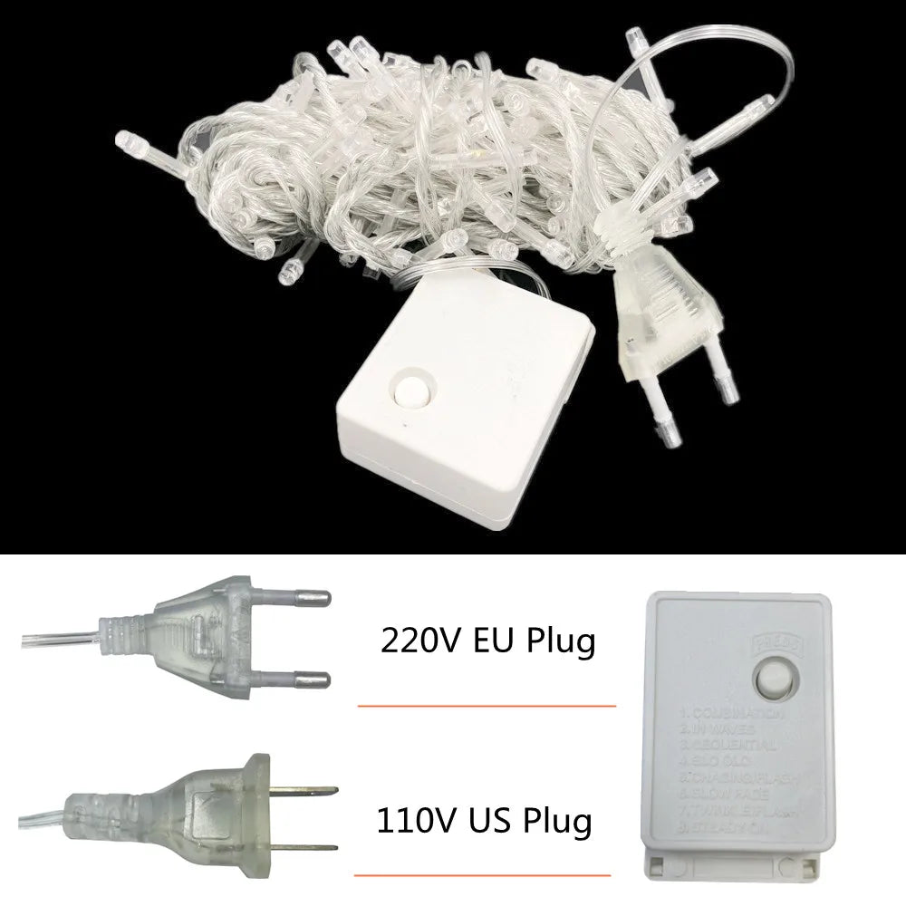 LED Christmas String Lights - 5M–100M Fairy Lights for Patio, Wedding & Holiday Decor