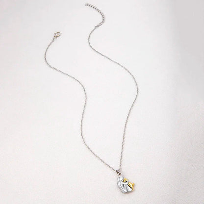 Two-Tone Girl Hugging Dog Necklace - Cute Fashion Pendant for Women and Pet Lovers - Jewelry Accessories