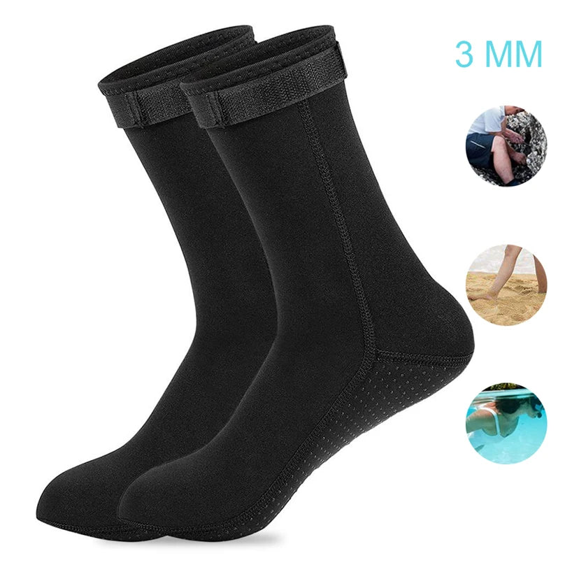 3mm/5mm Neoprene Diving Socks – Non-Slip, Warm Patchwork Wetsuit Shoes for Adults, Surfing, Swimming & Snorkeling Boots