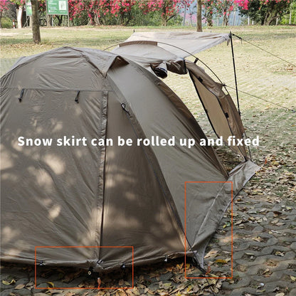 Fireproof Hot Tent for 2 People – Waterproof Extend Dome with Stove Jack & Snow Skirt, 4-Season Camping, Hiking, Hunting Winter Shelter