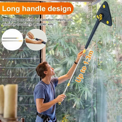 360° Rotatable Triangle Mop | Adjustable Long Handle Microfiber Mop for Wet & Dry Cleaning | Multifunctional Floor Cleaner