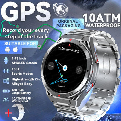 2025 Huawei Original Premium GPS Smartwatch — Ultra HD AMOLED Display, Built-in GPS, Bluetooth Call & 10ATM Waterproof Smart Bracelet